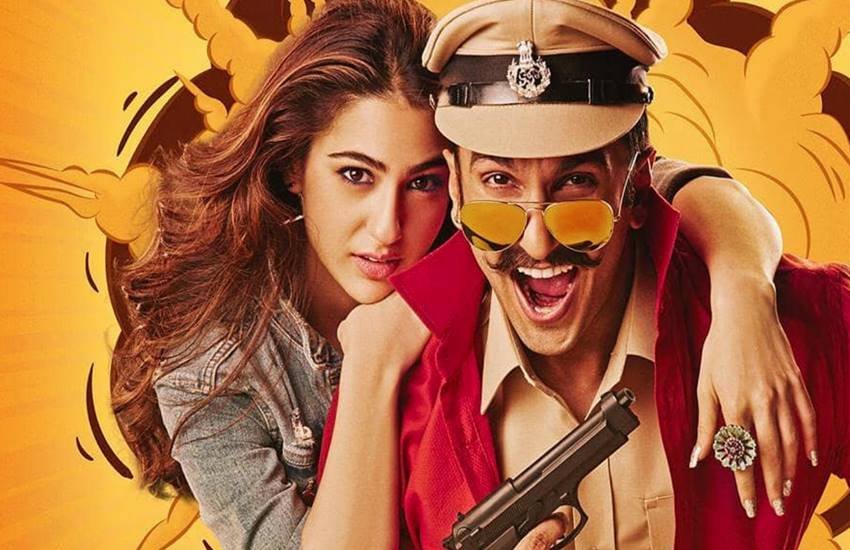 रणवीर सिंह और सारा अली खान फिल्म सिंबा के पोस्टर में.