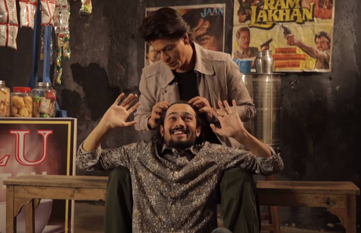 bb ki vines star Bhuvan Bam, SuperStar Shahrukh Khan, shahrukh khan doing chumpi of bhuvan bam, comedian and Internet secession bhuvan bam, bb ki vines fame bhuvan bam, bhuvan, here is video of bhuvan bam and shahrukh khan, entertainment news, bhuvan bam titu talk, titu talk new show, entertainment news
