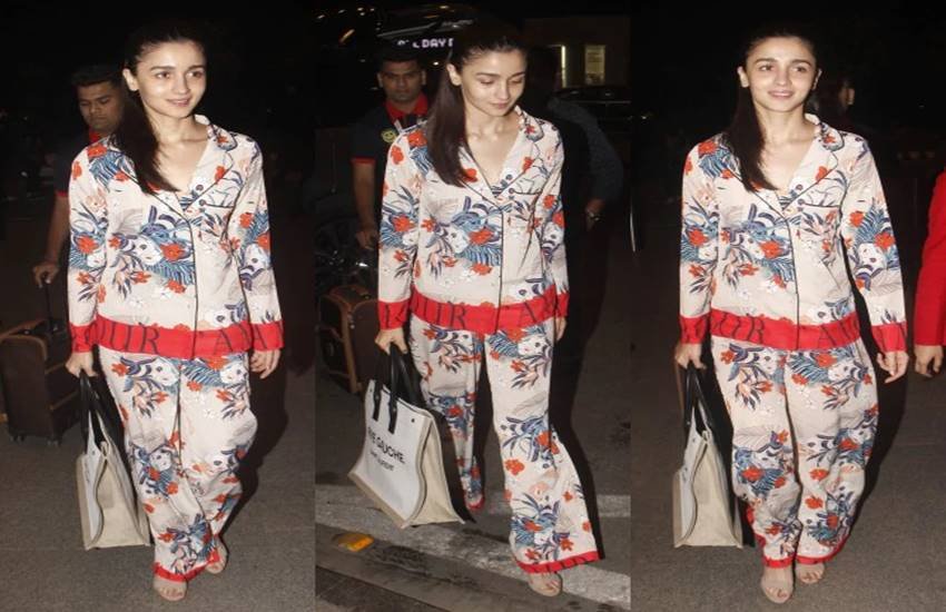 alia bhatt, alia bhatt airport look, alia bhatt airport dress, alia bhat wears pajama to airport, alia bhatt nightsuit pajama airport, alia bhatt airport nightsuit pajama outfit, alia bhatt gucci night suit airport, alia bhatt bag, alia bhat rs 2 lakh gucci pajamas, alia bhat expensive bag, alia bhatt saint laurent rs 98k bag, alia bhatt photos, alia bhatt fashion, alia bhatt recent photos