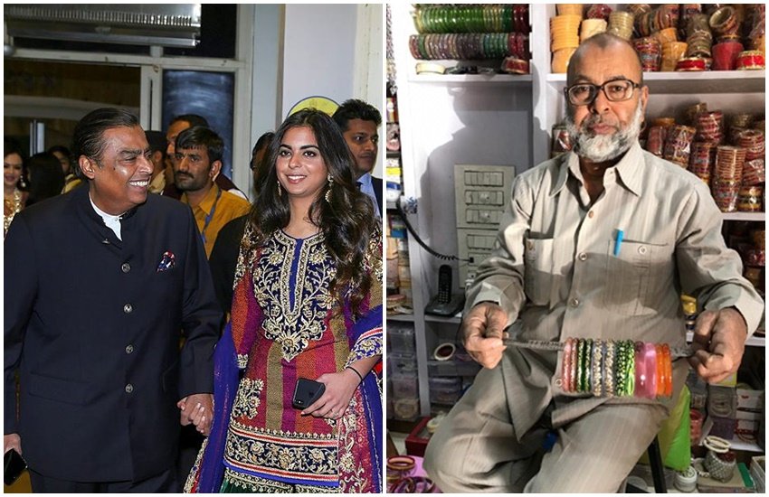 ईशा अंबानी की शादी में बीबीजी बैंगल्स नामक दुकान से भेजी गई चूडि़यां। (Photo: PTI/ANI)