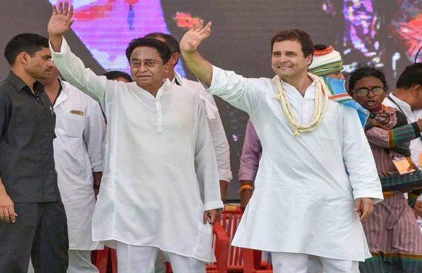 कांग्रेस अध्यक्ष राहुल गांधी और मध्यप्रदेश के मुख्यमंत्री कमलनाथ। (PTI Photo)