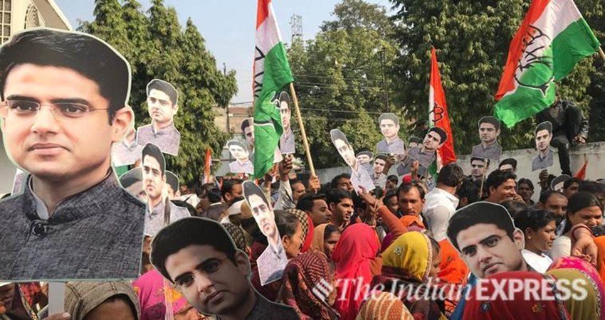 राजस्थान में कांग्रेस के विजय जुलूस के दौरान पाकिस्तानी झंडा लहराने का दावा किया गया है. ( एक्सप्रेस फोटो/रेणुका पुरी)