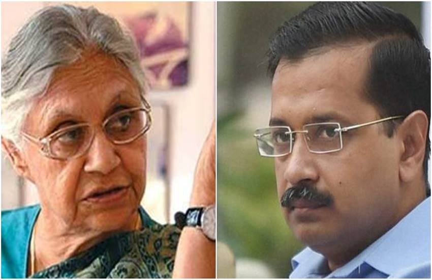 दिल्ली की पूर्व सीएम शीला दीक्षित और सीएम अरविंद केजरीवाल।