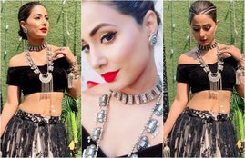 bigg boss ex contestant hina khan, populer tv actress hina khan, hina khan new photoshoot, hina khan in black dress with jaw drop beauty, hina khan in black dress, here is pictures of hina khan, bollywood actress, bollywood news, televisin news