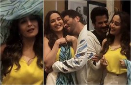 video of madhuri dixit, anil kapoor and madhuri dance together, madhuri anil kapoor celebrating 30 years of completion of ram lakhan, raam lakhan movie, crazy and funny video of madhuri and anil kapoor, one two ka for song anil kapoor, entertainment news