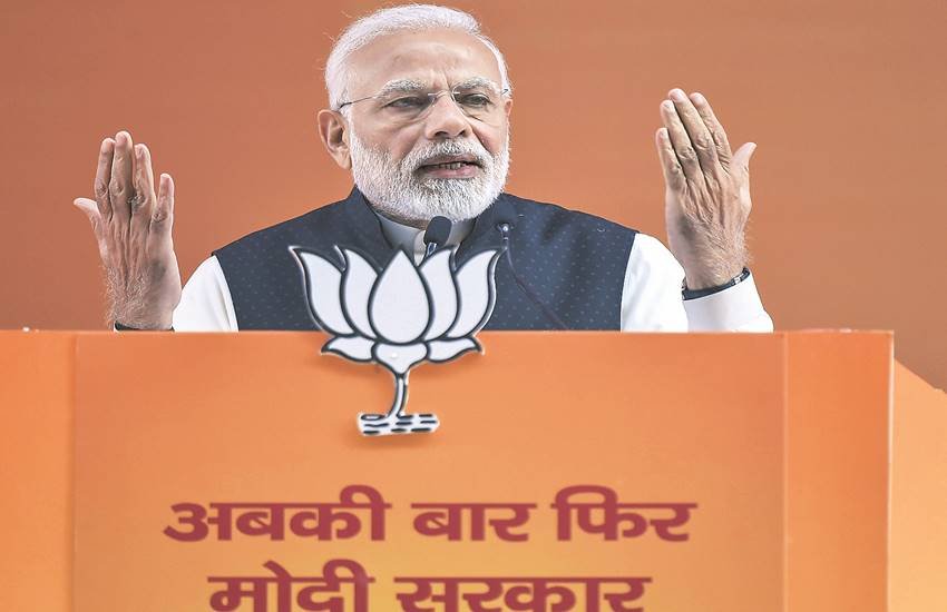 रामलीला मैदान में भाजपा की राष्ट्रीय परिषद की बैठक के समापन सत्र को संबोधित करते हुए पीएम मोदी।