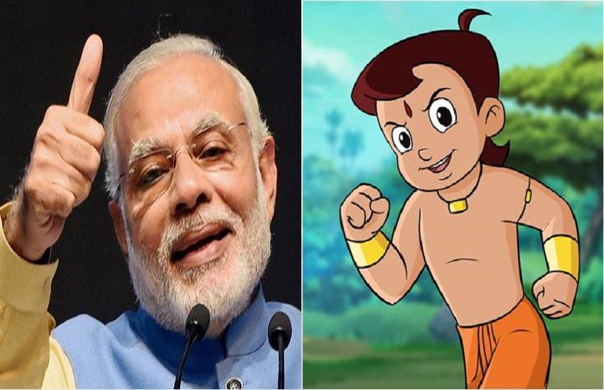 प्रधानमंत्री नरेंद्र मोदी औऱ छोटा भीम (एक्सप्रेस फाइल फोटो)