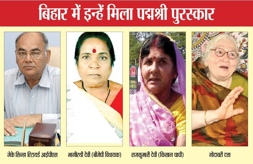 पद्मश्री के लिए बिहार से नामित हस्तियां।