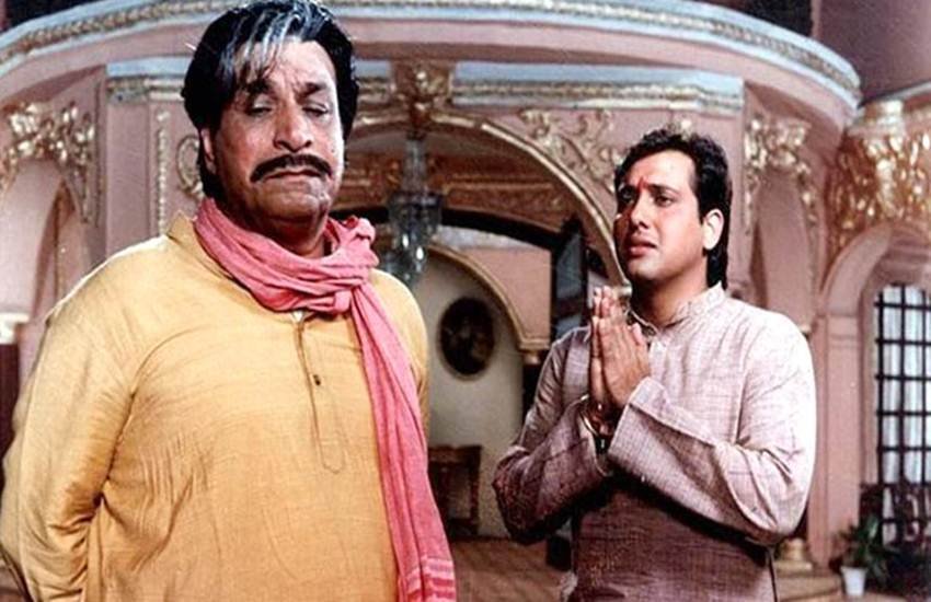 राजा बाबू फिल्म में गोविंदा और कादर खान। 