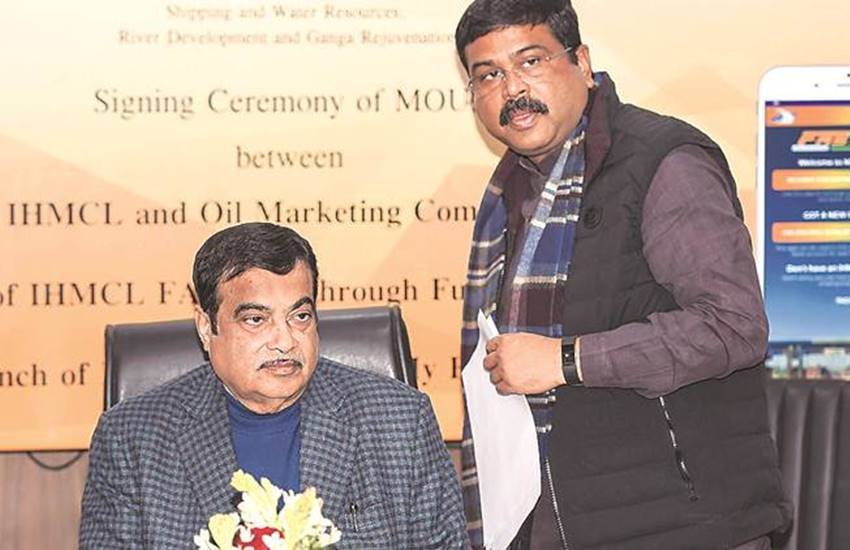 nitin gadkari, Union minister Nitin Gadkari, Petroleum Minister Dharmendra Pradhan, Dharmendra Pradhan, Indian Highways Management Company Limited, oil marketing companies, Union minister Nitin Gadkari