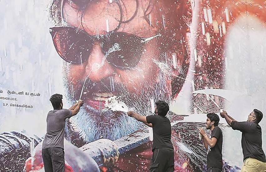 rajinikanth, paal abhishekam, paal abhishekam rajinikanth, simbu, simbu paal abhisekam, str, rajinikanth fans, rajinikanth release celebration, ranjinikanth milk worship, ajith