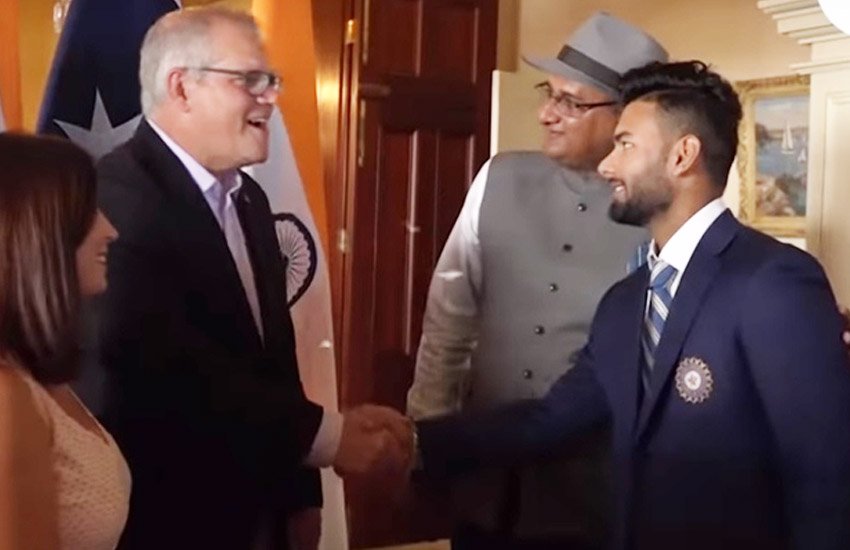 ऑस्ट्रेलियन पीएम औ ऋषभ पंत। (फोटो सोर्स- स्क्रीनशॉट)