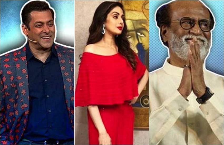 सलमान खान, श्रीदेवी और रजनीकांत (फोटोसोर्स: इंडियन एक्सप्रेस)