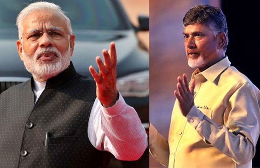 पीएम नरेन्द्र मोदी और आंध्र प्रदेश के मुख्यमंत्री एन चंद्रबाबू नायडू, फोटो सोर्स- इंडियन एक्सप्रेस