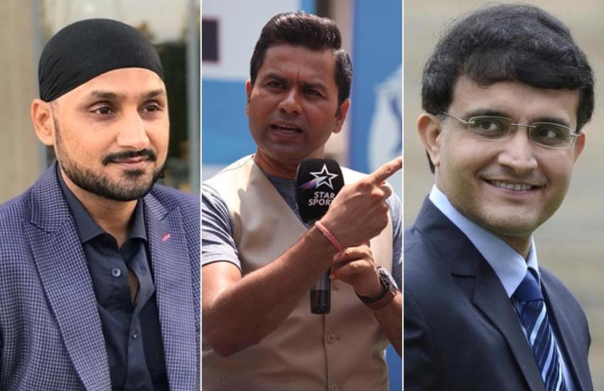हरभजन सिंह, आकाश चोपड़ा और सौरव गांगुली।
