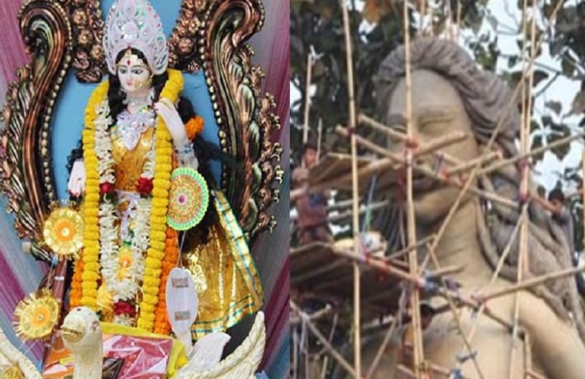 पहली तस्वीर- प्रतीकात्मक, दूसरी- जलपाईगुड़ी में बन रही प्रतिमा (फोटोः स्थानीय)