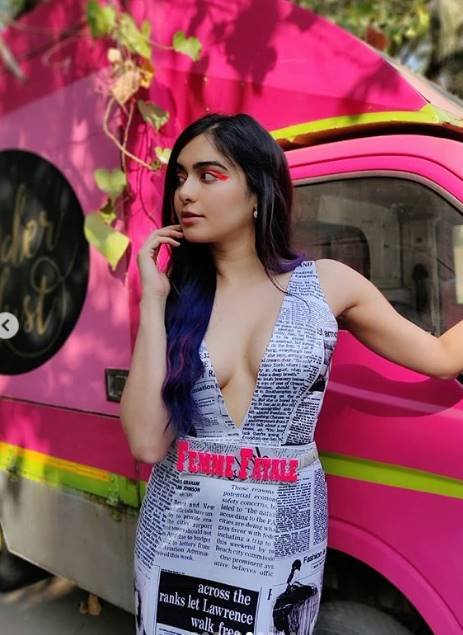 adah sharma,bollywood,entertainment,gossip,filmibeat-hindi, filmiebeat, Adah Sharma stuns in Newspaper printed wear, Nykaa Femina Beauty Awards 2019, Adah Sharma At Nykaa Awards, Adah Cleavage Show at Nykaa awards, Adah Wears Newspaper