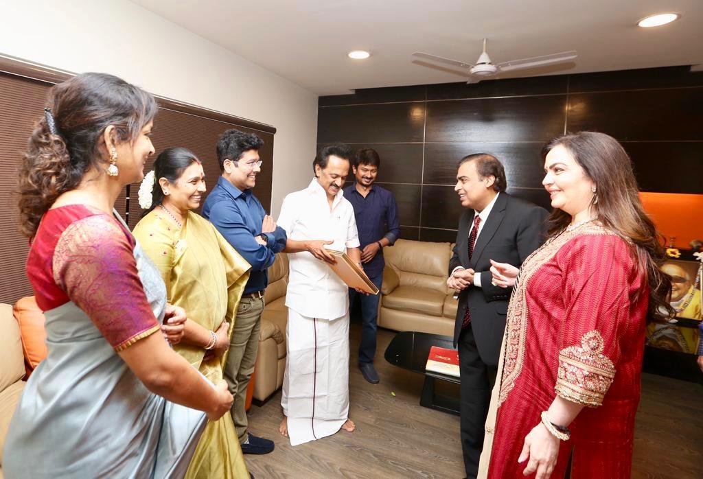 Mukesh Ambani,akash ambani shloka mehta wedding,MK Stalin,akash ambani,Nita Ambani,akash shloka wedding,DMK chief,shloka mehta,akash ambani shloka mehta,Chennai
