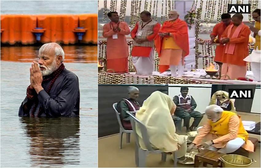 प्रयागराज में प्रधानमंत्री नरेंद्र मोदी। (Photo: PTI/ANI)