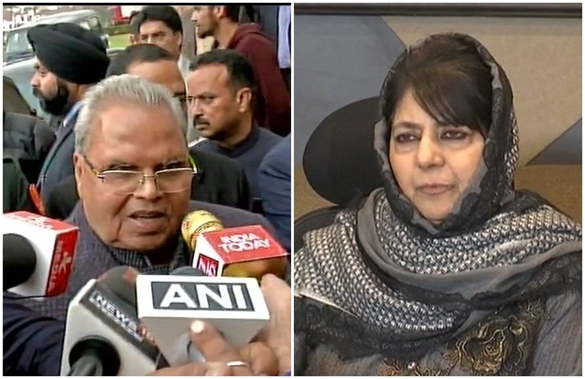जम्मू-कश्मीर के राज्यपाल सत्यपाल मलिक और पूर्व मुख्यमंत्री महबूबा मुफ्ती। (Photo: ANI)
