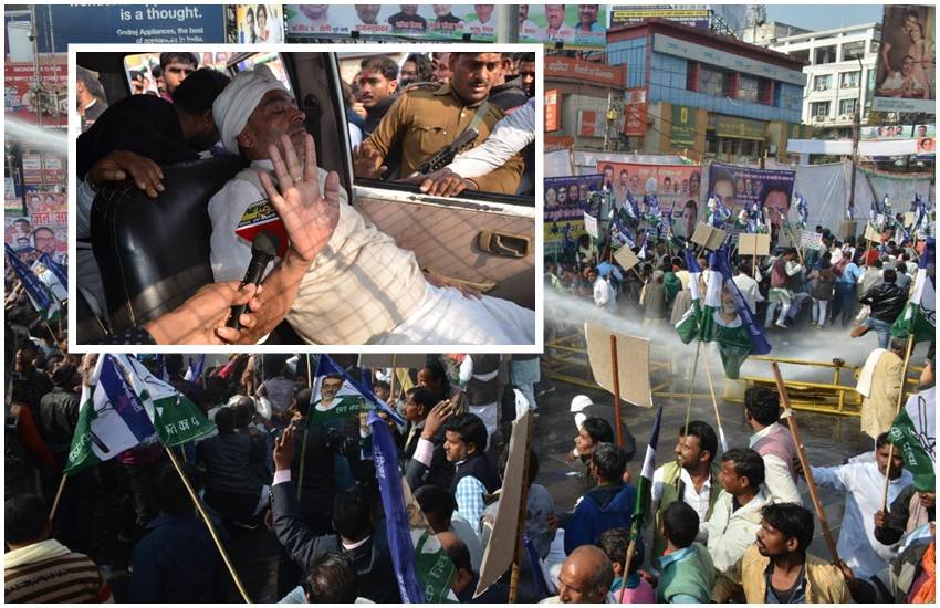Bihar news, Patna News, RLSP, Upendra kushwaha, Nitish Kumar, Bihar Police, Jan Aakrosh rally, रालोसपा, नीतीश कुमार, उपेंद्र कुशवाहा, राजभवन मार्च, लाठीचार्ज