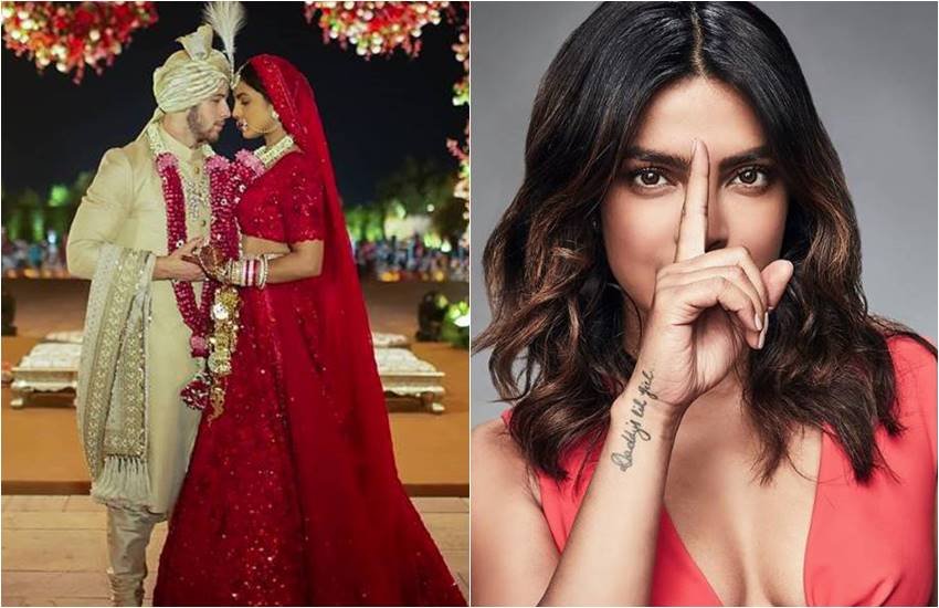 निक जोनस और प्रियंका की शादी की तस्वीर, दूसरी तरफ प्रियंका निक जोनस और प्रियंका की शादी की तस्वीर, दूसरी तरफ प्रियंका