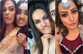 Naagin 3, Anita Hassanandani, surbhi jyoti, naagin 3 actress, funny videos of anita hasnandani, funny videos of surbhi jyoti, entertainmnet news, anita and surbhi jyoti in shooting set, naagin 3 actress, entertainment news