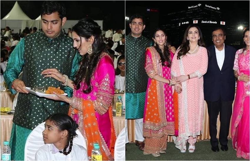 मुकेश और नीता अंबानी के बेटे आकाश अंबानी की शादी का जश्न शुरू हो चुका है। ऐसे में खुशी के इस माहौल में अंबानी परिवार 'अन्न सेवा' भी करता नजर आया। आकाश अंबानी और श्लोका मेहता की शादी 9 मार्च को मुंबई में है। ऐसे में 7 तारीख से ही शादी के समारोह की शुरुआत हो चुकी है। अंबानी परिवार ने शादी के समारोह की शुरुआत शुभ कार्य 'अन्न सेवा' के साथ की। अन्न सेवा करते हुए अंबानी परिवार ने अपनी इतनी बड़ी खुशी अनाथ बच्चों के साथ बांटी। ऐसे में अंबानी परिवार ने मुंबई में 2000 अनाथ बच्चों को भोजन कराया। अन्न सेवा में अंबानी परिवार के साथ मेहता परिवार ने भी बढ़ चढ़ कर हिस्सा लिया। इस बीच नीता, मुकेश, आकाश और श्लोका बच्चों को खाना सर्व करते दिखाई दिए। वहीं श्लोका के माता पिता ने भी बच्चों को खाना खिलाने में मदद की। बताते चलें, अंबानी के जियो गार्डन्स में अंबानी परिवार ने अन्न सेवा का आयोजन किया था। इसके अलावा अंबानी परिवार ने मुंबई शहर के सभी अनाथालयों और वृद्धाश्रमों में बुधवार से पूरे हफ्ते अन्न सेवा का ऐलान किया है। देखें तस्वीरें(सभी तस्वीरें इंस्टाग्राम से ली गई हैं।)