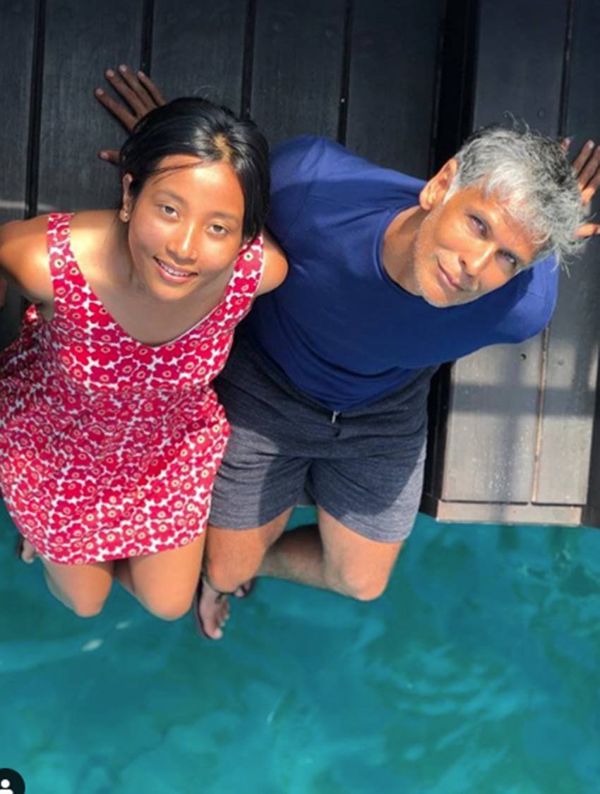 photos of Milind Usha Soman, Ankita Konwar in maldives, special moments of milind and ankita, ankita and milind soman in blue sea, seebeautiful pictures of milind soman and ankita, milind wife ankita konwar, entertainment news