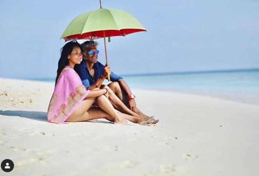 photos of Milind Usha Soman, Ankita Konwar in maldives, special moments of milind and ankita, ankita and milind soman in blue sea, seebeautiful pictures of milind soman and ankita, milind wife ankita konwar, entertainment news