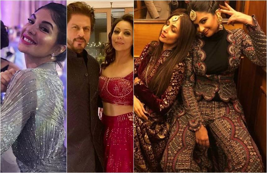 श्लोका मेहता और आकाश अंबानी की शादी का जश्न शुरू हो चुका है। 9 मार्च को आकाश और श्लोका सात फेरे लेकर शादी के बंधन में बंध जाएंगे। ऐसे में शादी की सारी तैयारियां हो चुकी हैं। आकाश और श्लोका की शादी के समारोह की कई सारी तस्वीरें इस वक्त सोशल मीडिया पर खूब छाई हुई हैं। ऐसे में शादी से पहले प्री-वेडिंग फेस्ट की भी पार्टी रखी गई थी। इस पार्टी में बॉलीवुड स्टार्स और सेलेब्स अपने रुतबे और शान के साथ पहुंचे थे। सोशल मीडिया पर शाहरुख खान और गौरी खान की तस्वीरें भी सामने आई हैं। शाहरुख तस्वीर में शेरवानी और पत्नी गौरी मेहरून कलर की शमरी ड्रेस पहने दिखाई दे रही हैं। वहीं मलाइका अरोड़ा की रेहा के साथ भी तस्वीर सामने आई है। जिसमें दोनों काफी एंजॉय करती दिखाई दे रही हैं। इसके अलावा जैकलीन फर्नांडीस की भी एक तस्वीर देखी गई जिसमें एक्ट्रेस काफी मस्ती के मूड में दिख रही हैं, देखें और स्टार्स की तस्वीरें:- (सभी तस्वीरें इंस्टाग्राम से ली गई हैं।)