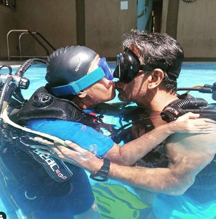 photos of Milind Usha Soman, Ankita Konwar in maldives, special moments of milind and ankita, ankita and milind soman in blue sea, seebeautiful pictures of milind soman and ankita, milind wife ankita konwar, entertainment news