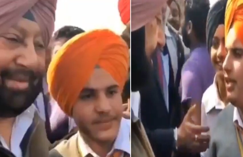 स्टूडेंट के साथ बात करते मुख्यमंत्री कैप्टन अमरिंदर सिंह, फोटो सोर्स- ट्विटर (manaman_chhina) 