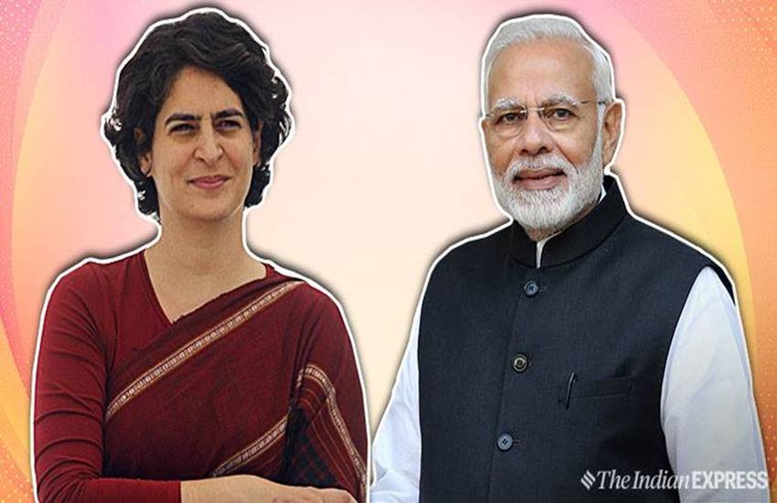 प्रियंका गांधी वाड्रा और पीएम नरेन्द्र मोदी, फोटो सोर्स- इंडियन एक्सप्रेस
