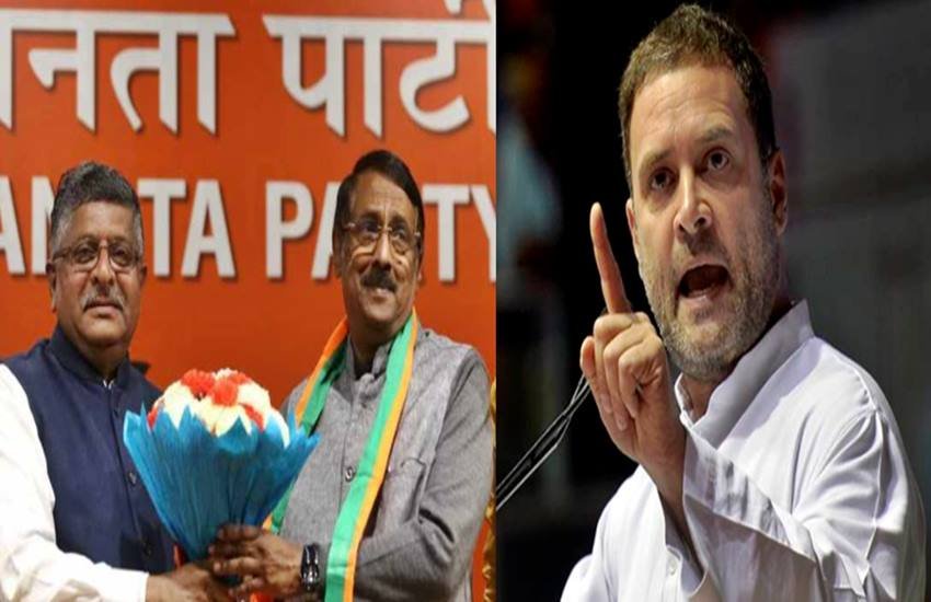 रविशंकर प्रसाद के साथ टॉम वडक्कन और राहुल गांधी, फोटो सोर्स- इंडियन एक्सप्रेस