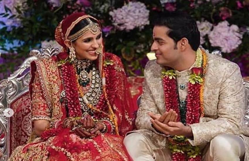 आकाश अंबानी और श्लोका मेहता।