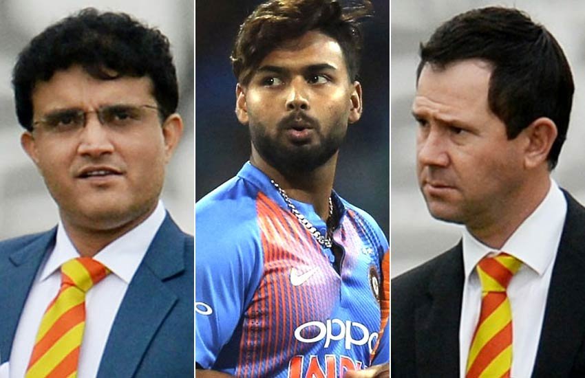 सौरव गांगुली, ऋषभ पंत और रिकी पोंटिंग।