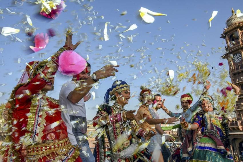 Traditional,Holi,lathmar holi,People celebrate,Mathura, holi, spring season, flowers, natural colours, artificial colours, holi festival, holi 2019,