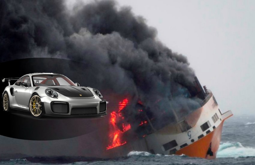 Porsche 911 GT2 RS sinks, Grande america ship, atlantic ocean, 2000 cars sinks in ocean, Grande america cargo ship sink, Brazil, germany