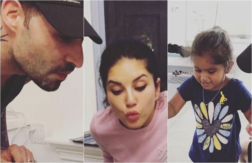 सनी लियोनी-पति वेबर और बेटी निशा के साथ