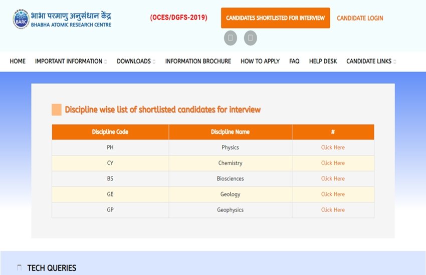 barc results, barconlineexam.in, barc oces results 2019, barc dgfs results, barc scientific officer recruitment, barc oces scientific officer results download BARC Scientific Officer OCES/ DGFS results 2019, barconlineexam.in
