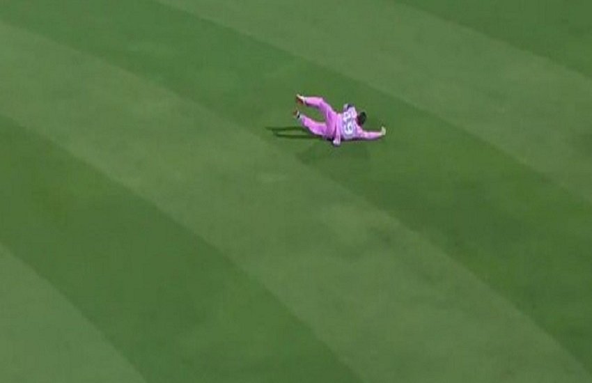 IPL 2019: स्टीव स्मिथ ने डेविड वार्नर का शानदार कैच लिया। (pc- video screenshot) 