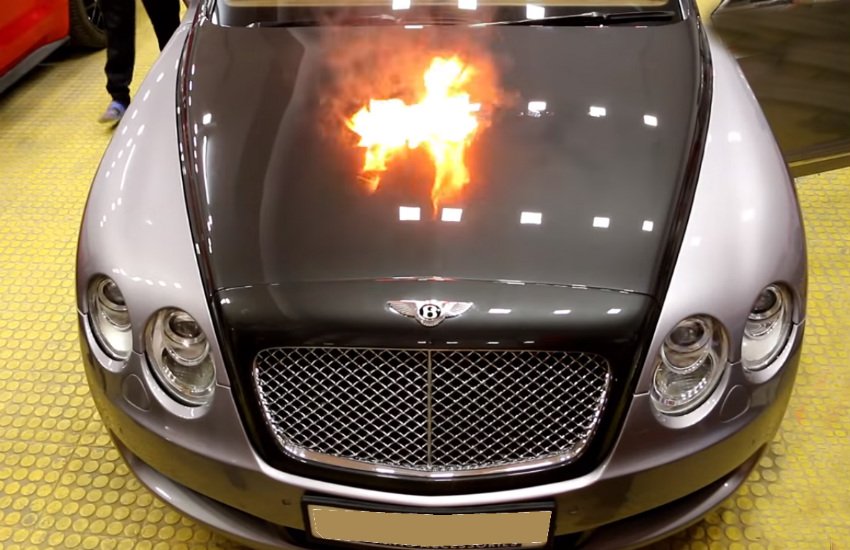 bentley catches fire, Ceramic coating, Ceramic 9h pro, car paint coating, how to protect your car from fire, Ceramic coating price, bentley set on fire video