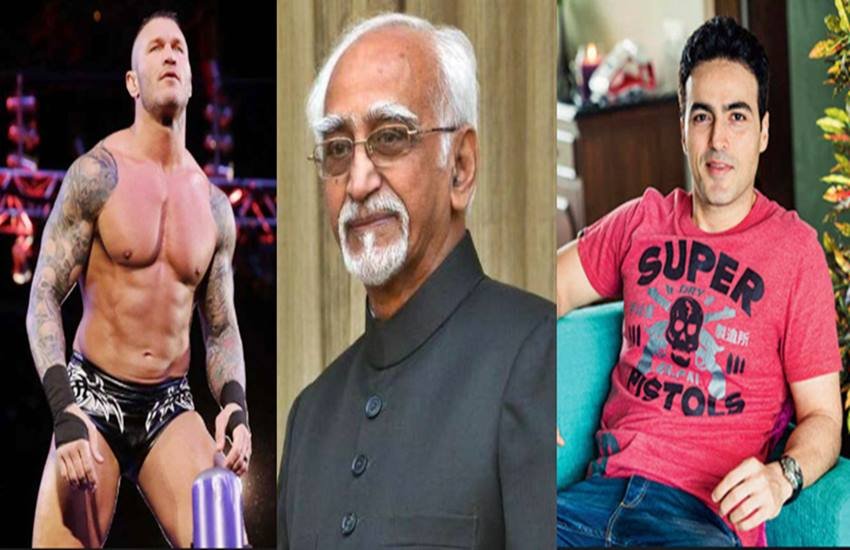 रैंडी ऑर्टन, मोहम्मद हामिद अंसारी और अयाज खान, फोटो सोर्स- इंडियन एक्सप्रेस