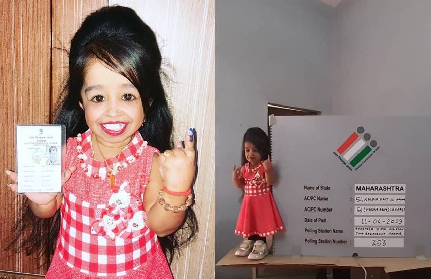 Lok Sabha Election 2019, World smallest woman, Jyoti Amge, vote, polling station, Nagpur, Maharashtra, Jansatta Online