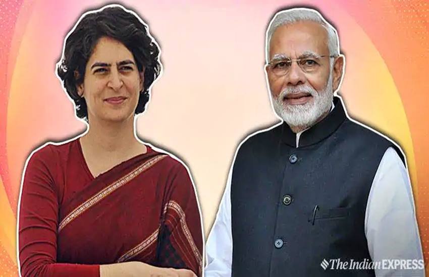 प्रियंका गांधी वाड्रा और पीएम नरेन्द्र मोदी, फोटो सोर्स- इंडियन एक्सप्रेस