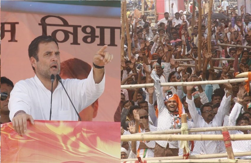 कांग्रेस अध्यक्ष ने अपना भाषण बीच में रोका और भीड़ में मौजूद एक युवा को मंच पर बुला लिया। (फोटो सोर्स ट्विटर)
