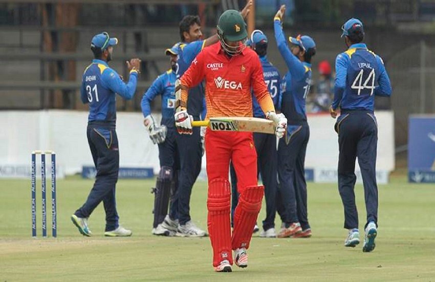 जिम्बाब्वे क्रिकेट टीम श्रीलंका के खिलाफ मात्र 35 रन पर ढेर हो गई थी।(AP Photo/Tsvangirayi Mukwazhi)