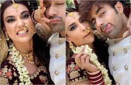 Surbhi Jyoti and Pearl V Puri, Naagin 3 Star Cast On Masti Mood, Naagin 3 stars having Fun in Shooting Set, Pictures of Surbhi Jyoti, Pearl V Puri, Anita Hasnandani, entertainment news, bollywood news, television news, entertainment news