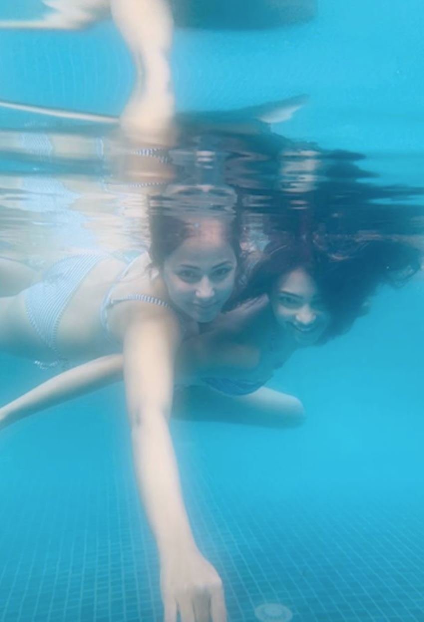 Hina Khan, Pooja Banerjee, Erica Fernandez, Erica Fernandez enjoying underwater, Erica Fernandez hot pictures, Erica Fernandez, hina khan and Erica Fernandez, pictures of Erica Fernandez, Kasautii Zindagii Kay actresses in swimming pool, Erica Fernandez doing fun, Erica Fernandez and hina khan having fun together, entertainment news, bollywood news, television news, entertainment news,